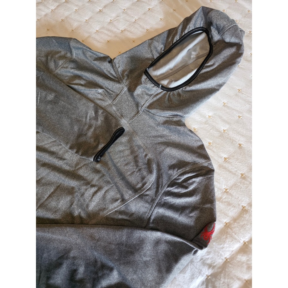 Spyder Active Mens Gray Heathered Performance Hoodie Training Pullover Small